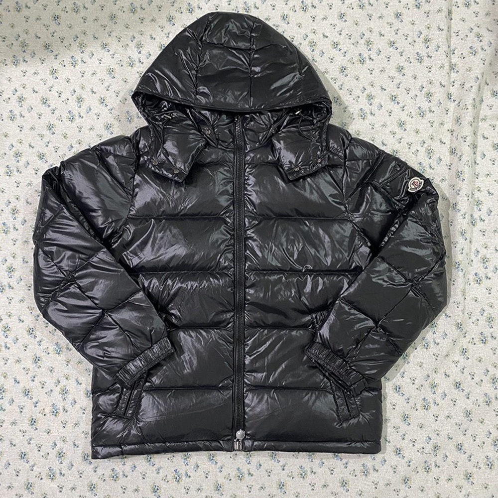 Moncler Black Zipper Hooded Down Jacket